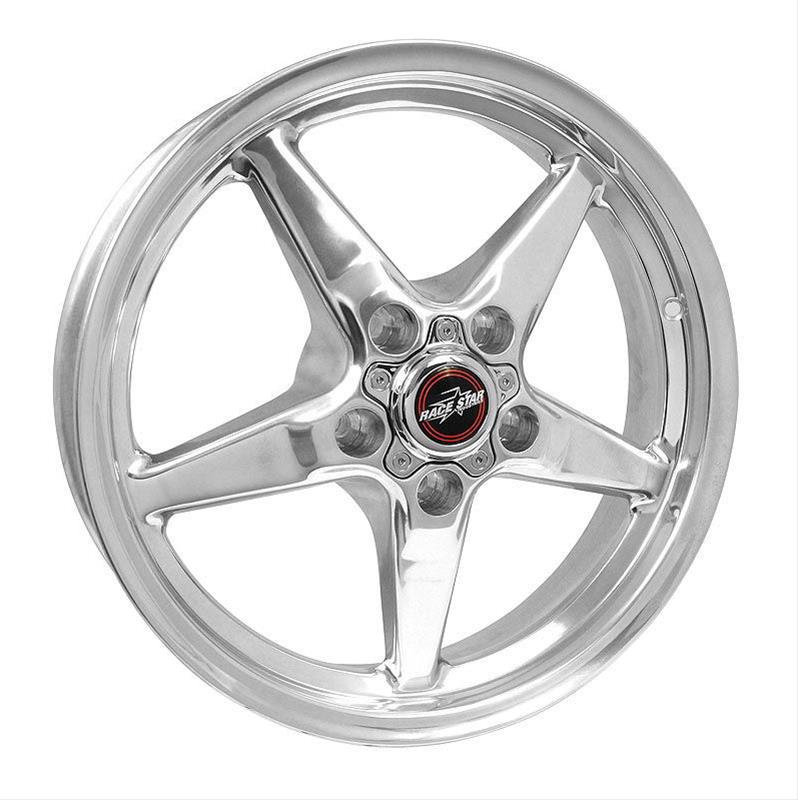 Race Star 92 Drag Polished Wheels 17x8 Wheel, Star, Aluminum, Polished, 17 in x 8.0 in. , 5 x 4.75 in. Bolt Circle, 4.850 in. Back Space, Each