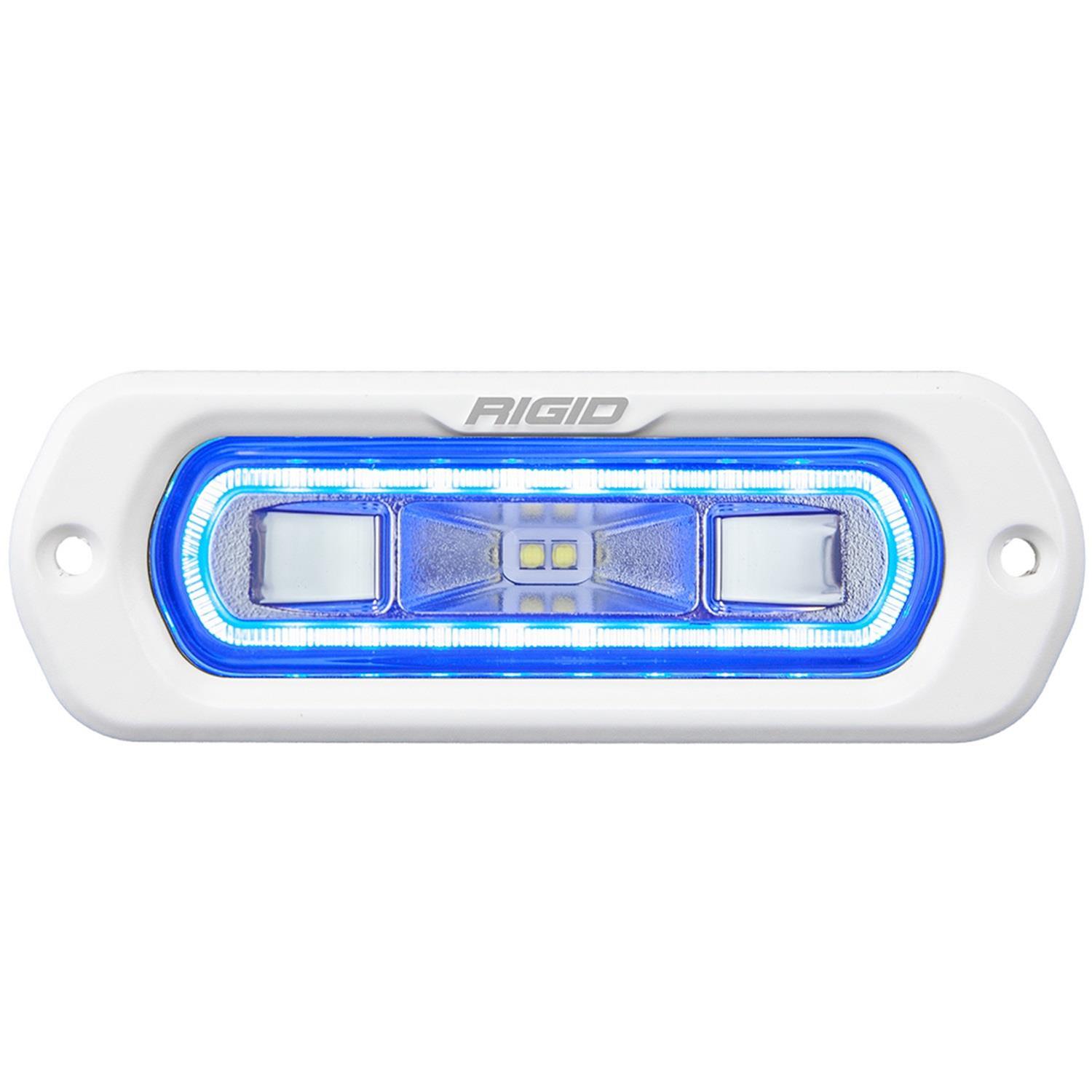 Rigid Industries Light Bars, Pods and Fog Lights 51201 Off-Road Light, SR-L Series Marine Spreader Pod 2 Wire Flush Mount White With Blue Halo