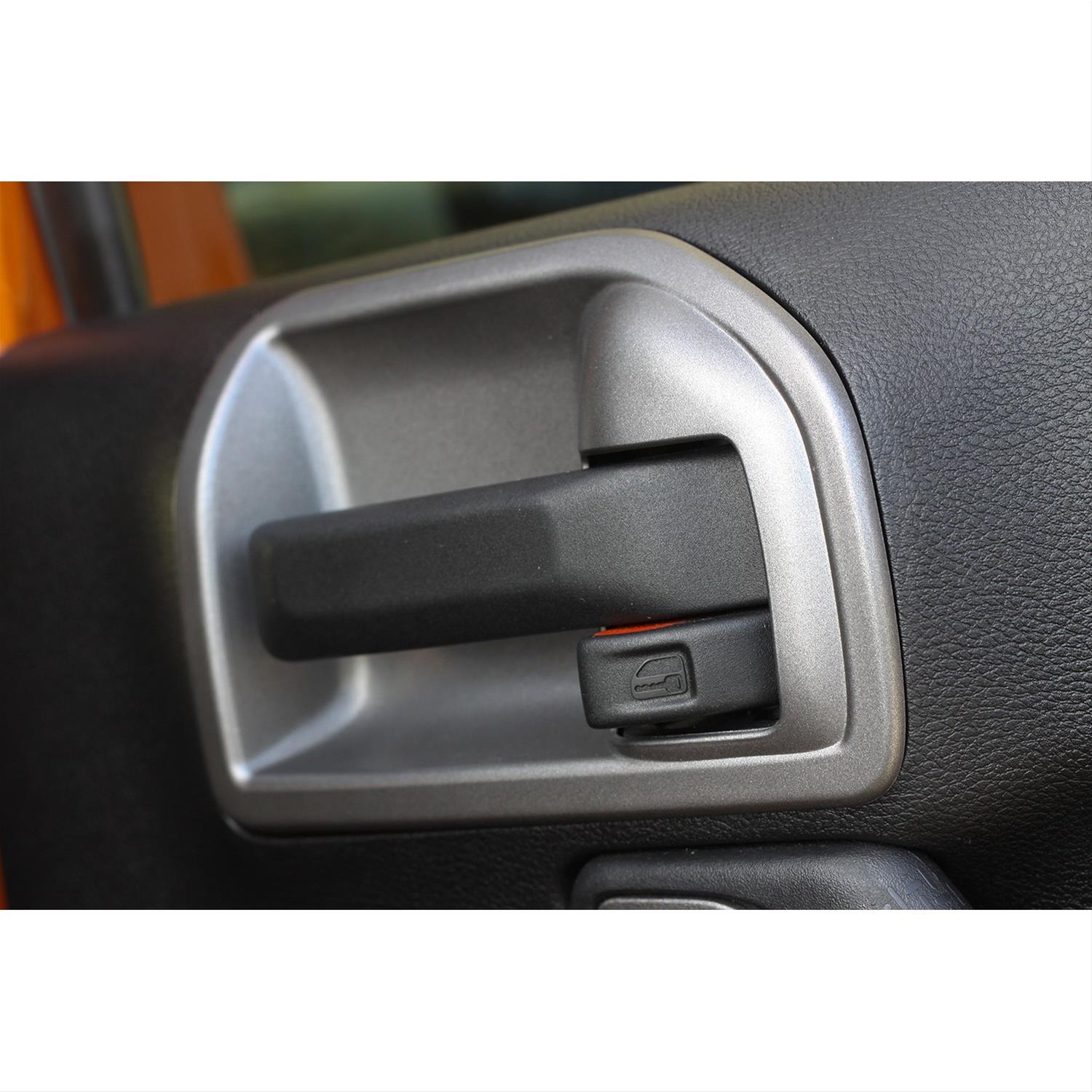 Rugged Ridge Interior Door Handle Trim Parts 11157.2 Trim, Interior, OEM Design, Plastic, Brushed, Recess Guard Type, Jeep, Pair