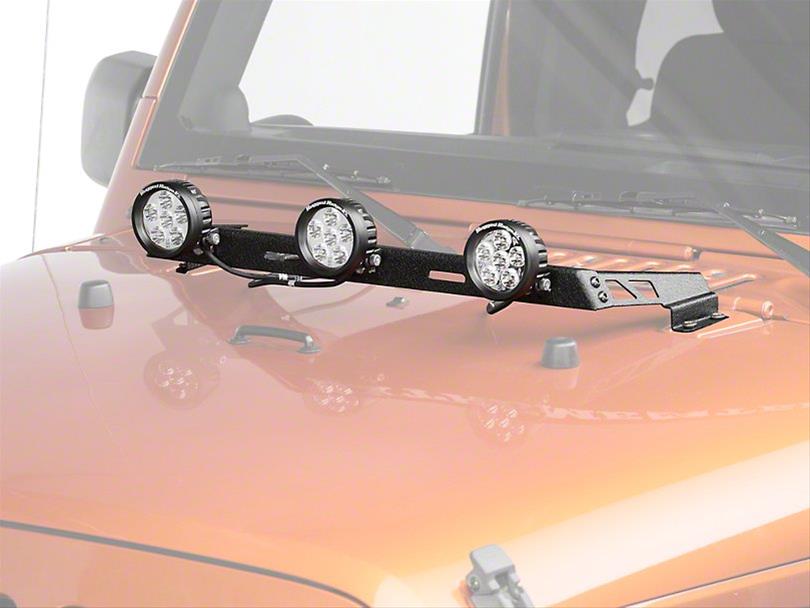 Rugged Ridge 07-18 Jeep Wrangler JK Black 5 Round LED Hood Mounted Light Bar Kit thumbnail 3