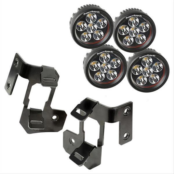 Rugged Ridge 07-18 Jeep Wrangler JK Semi-Gloss Black Round A-Pillar LED Light Mount Kit
