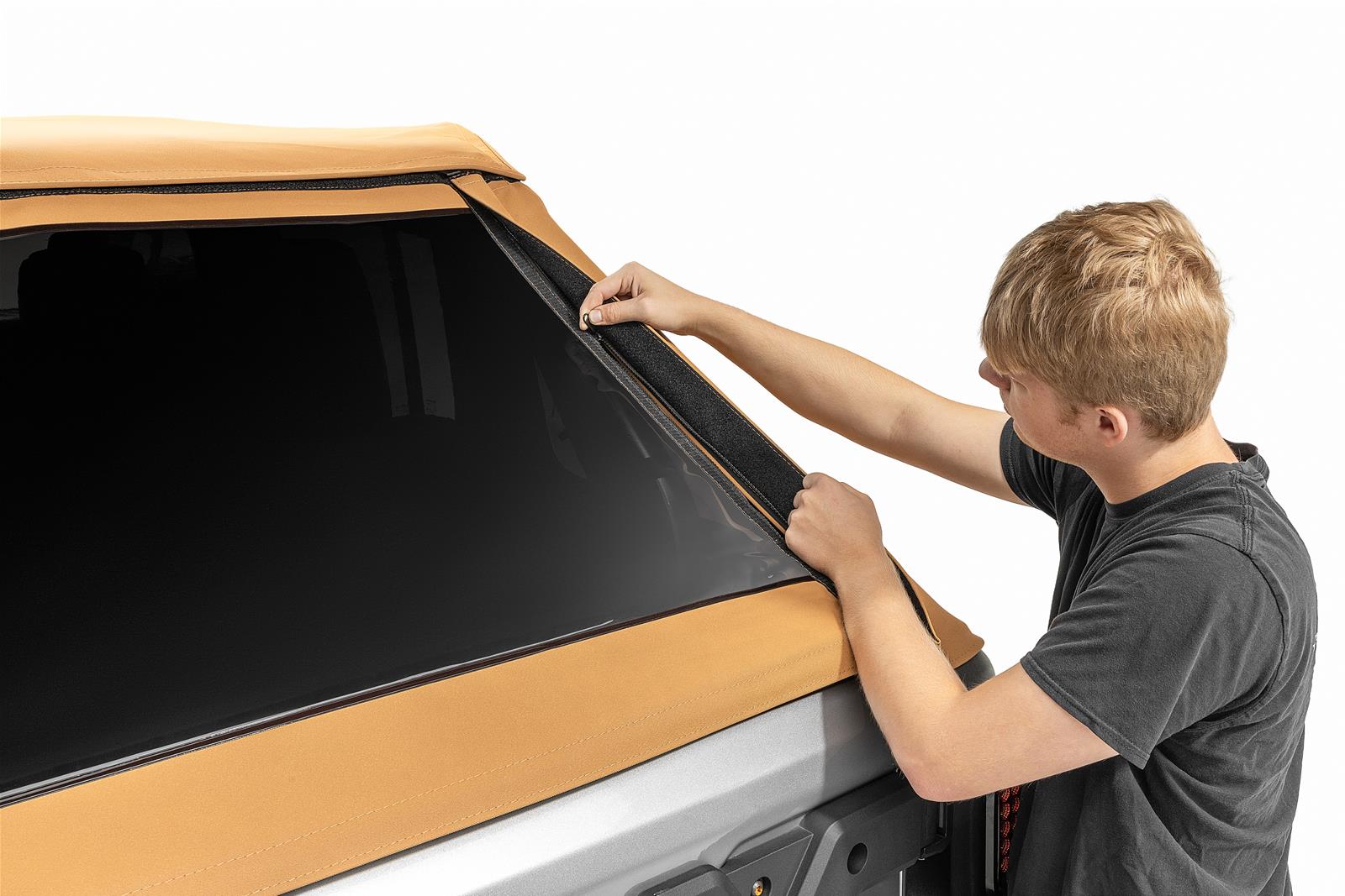 Rugged Ridge 07-18 Jeep Wrangler JKU 4dr Voyager Fastback Frameless Soft Top - Tan thumbnail 2