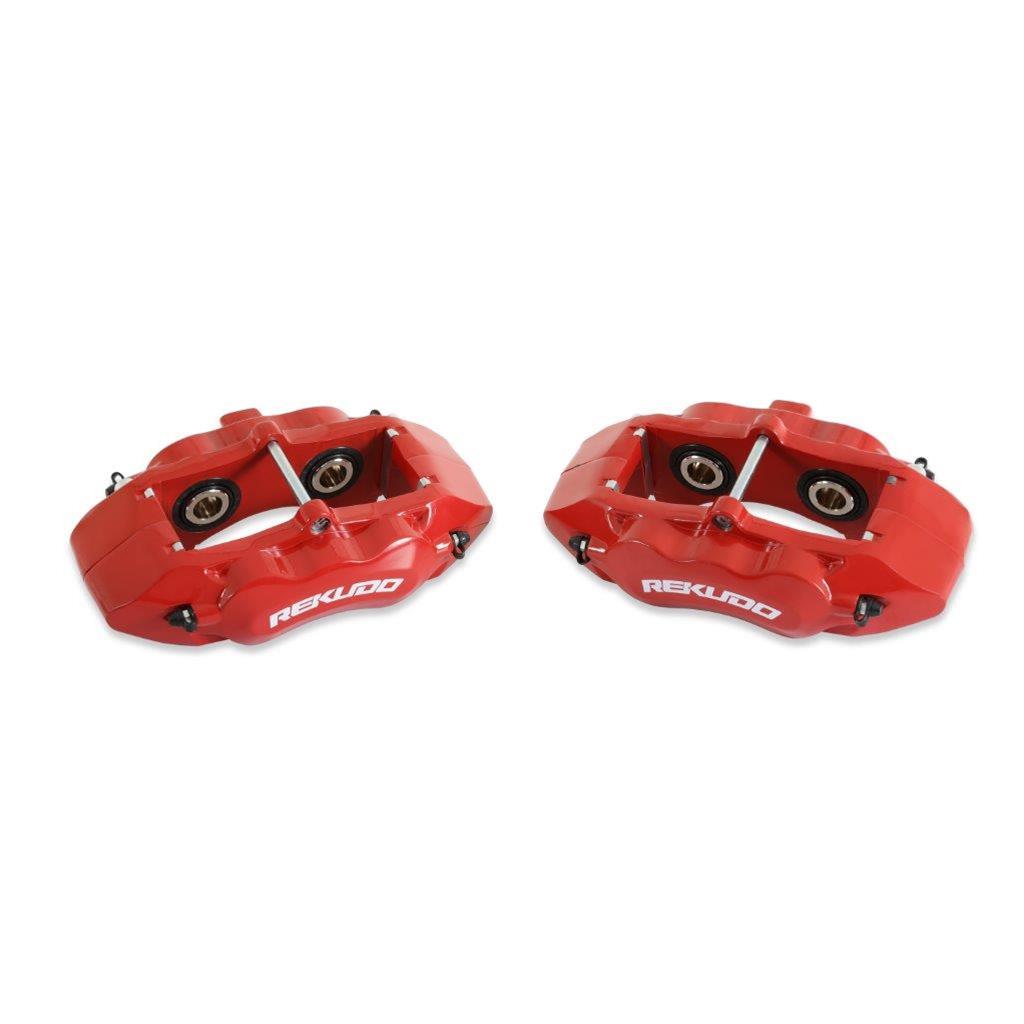 REKUDO JL8 Brake Calipers RK400-13 Calipers, Rekudo JL8, Rear Left and Right, 4 Piston, Forged Aluminum, Red Powdercoated, Chevy, Pontiac, Pair thumbnail 4
