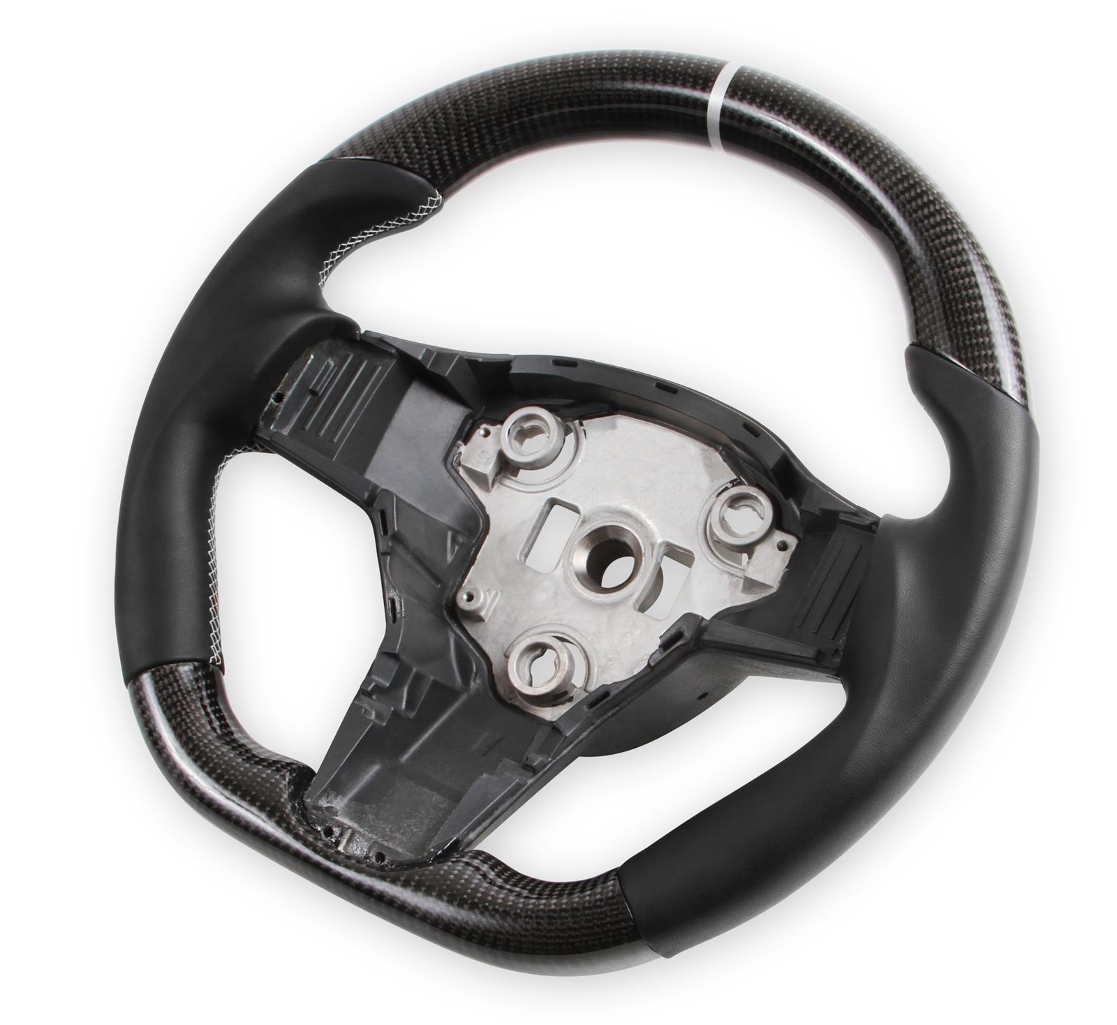 REKUDO Steering Wheels RK950-02 Wheel, Alcantara, 3 Spoke, Flat Bottom, Silver Stitching, Reuse Airbag and Factory Controls, Black, Tesla, Each thumbnail 2