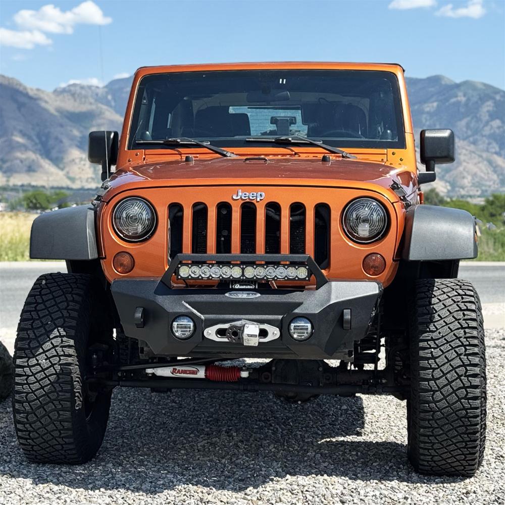Rock Slide 07-18 Jeep Wrangler JK Big Sky Aluminum Stubby Front Bumper w/ Winch Plate