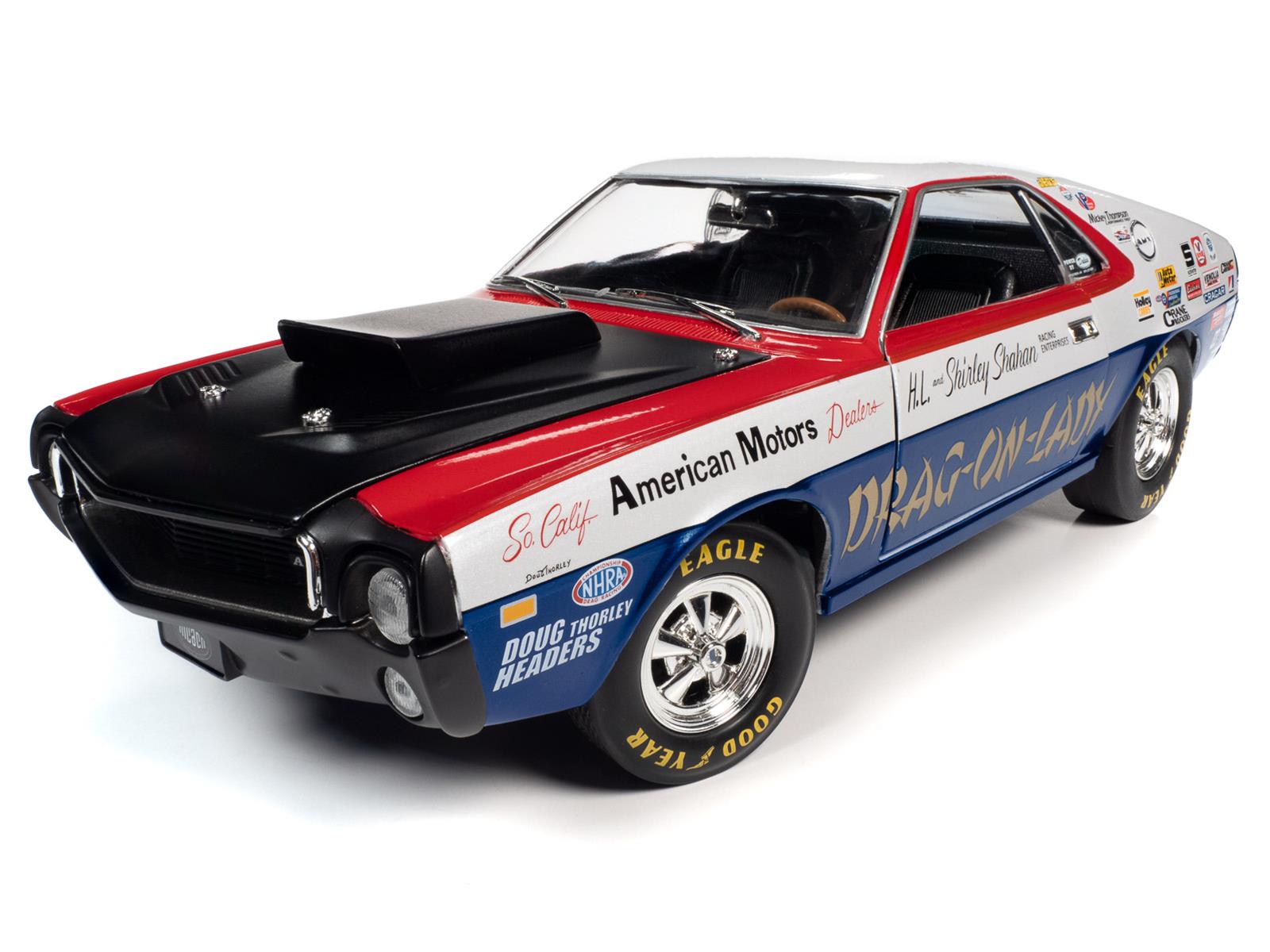 AUTO WORLD AW267 118 Scale 1969 AMC AMX DragOnLady Diecast Model