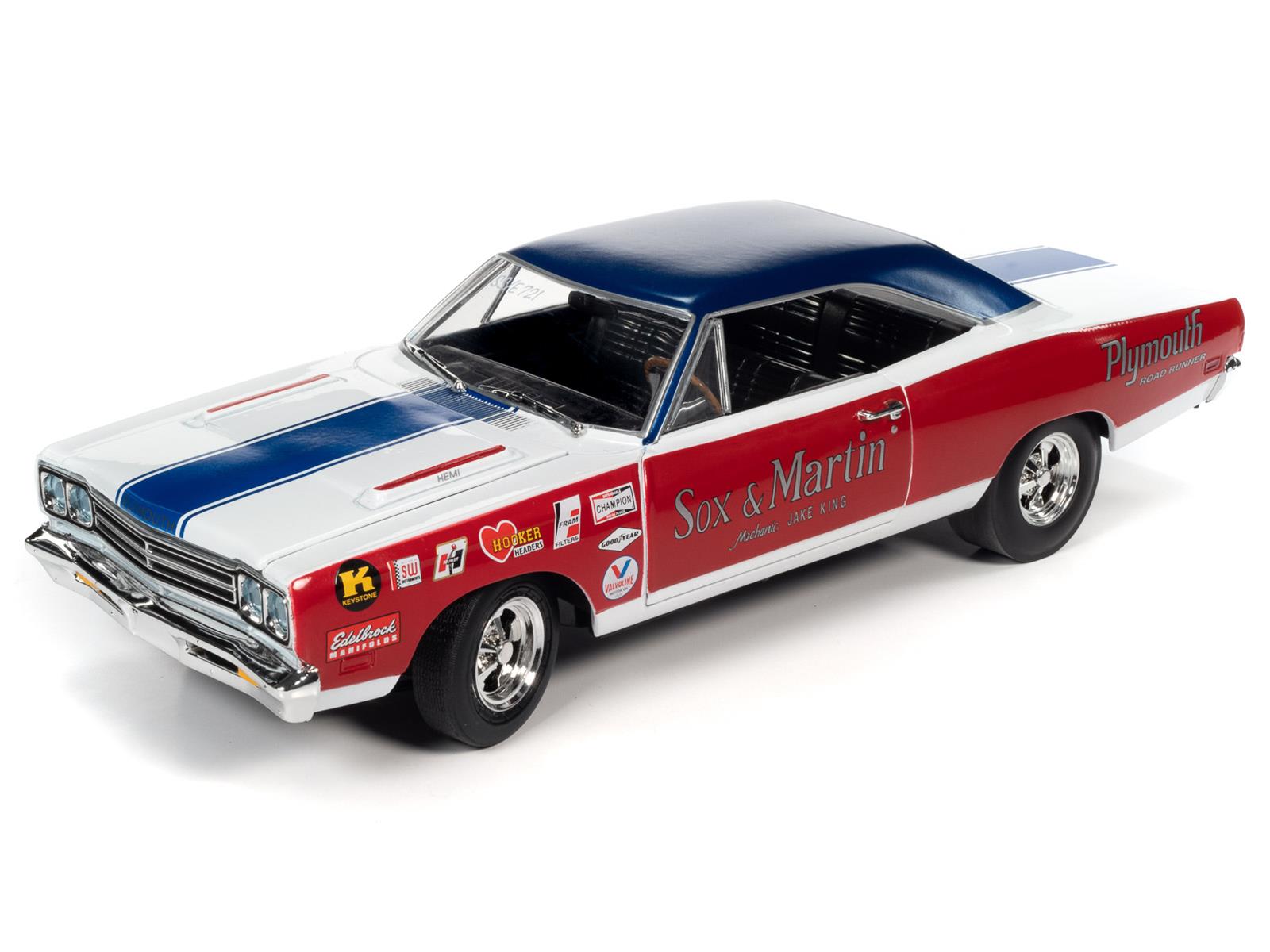 AUTO WORLD AW276 1:18 Scale Sox & Martin 1969 Plymouth Roadrunner