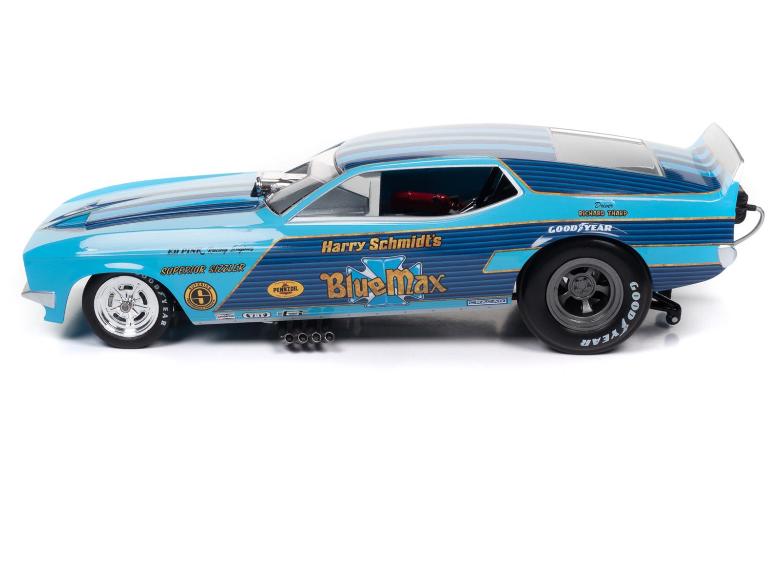 AUTO WORLD AW299 118 Scale 1973 Mustang Blue Max Funny Car Diecast