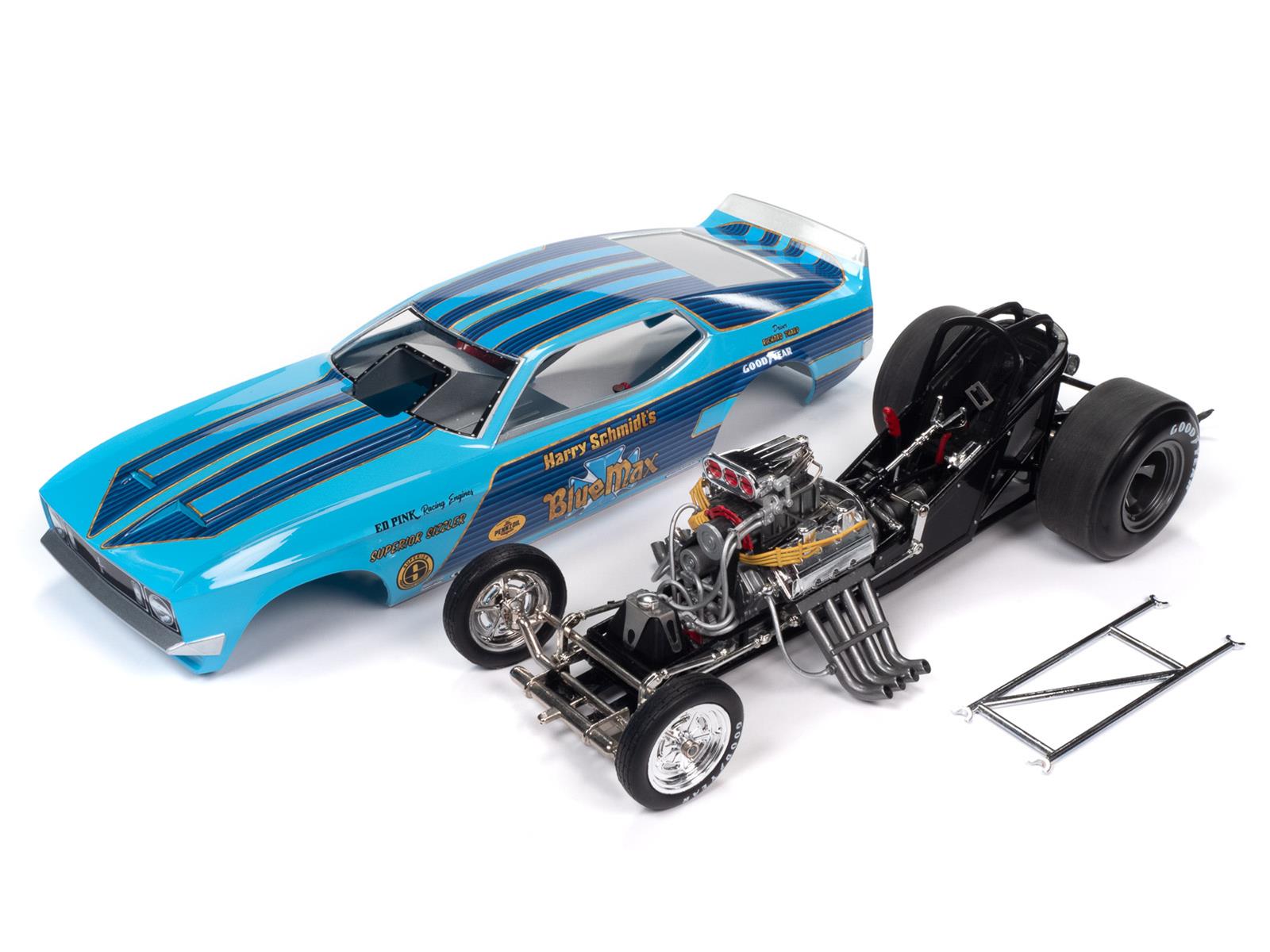AUTO WORLD AW299 118 Scale 1973 Mustang Blue Max Funny Car Diecast