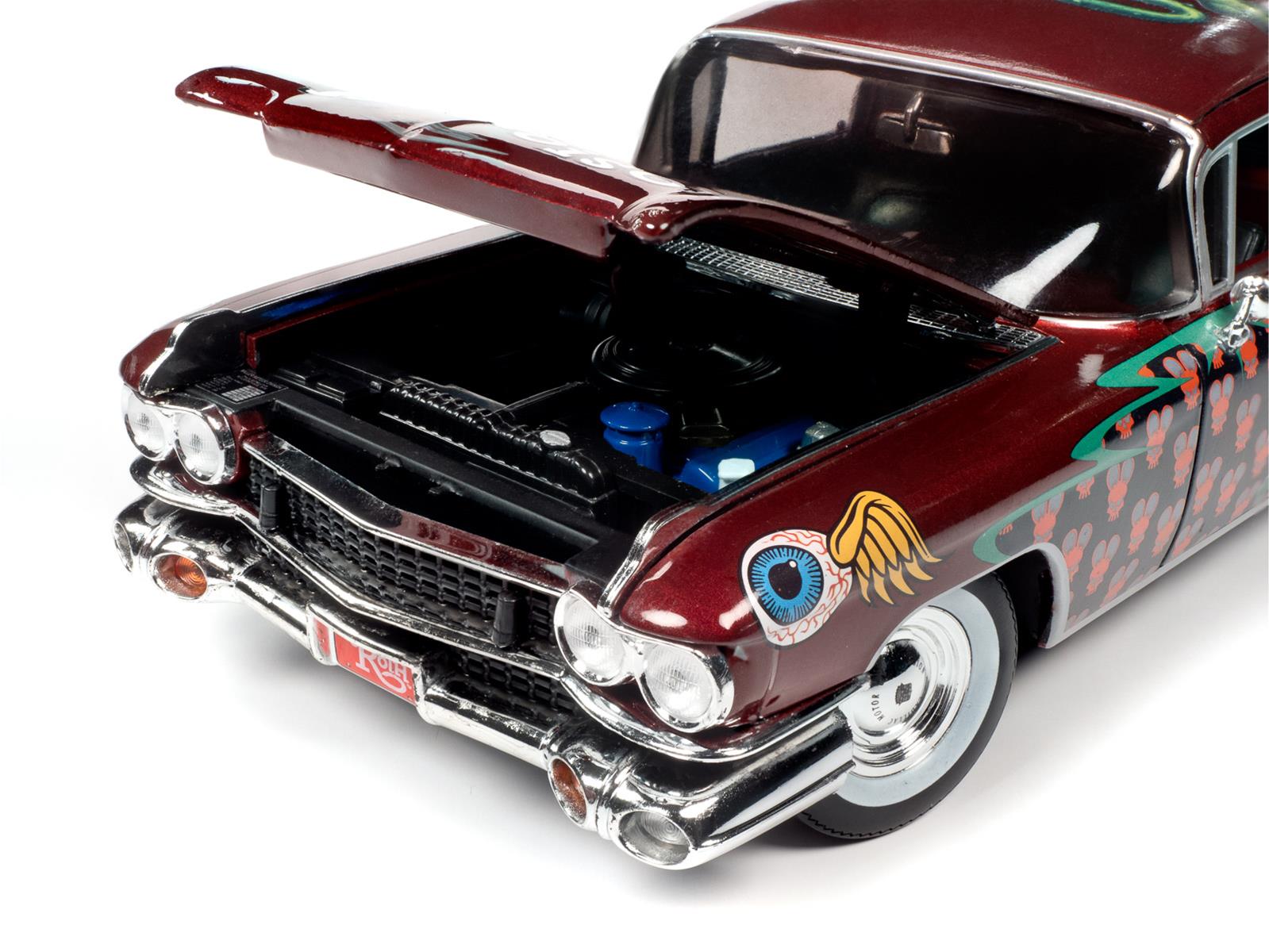 AUTO WORLD AW303 1:18 Scale 1958 Cadillac Rat Fink Hearse Diecast