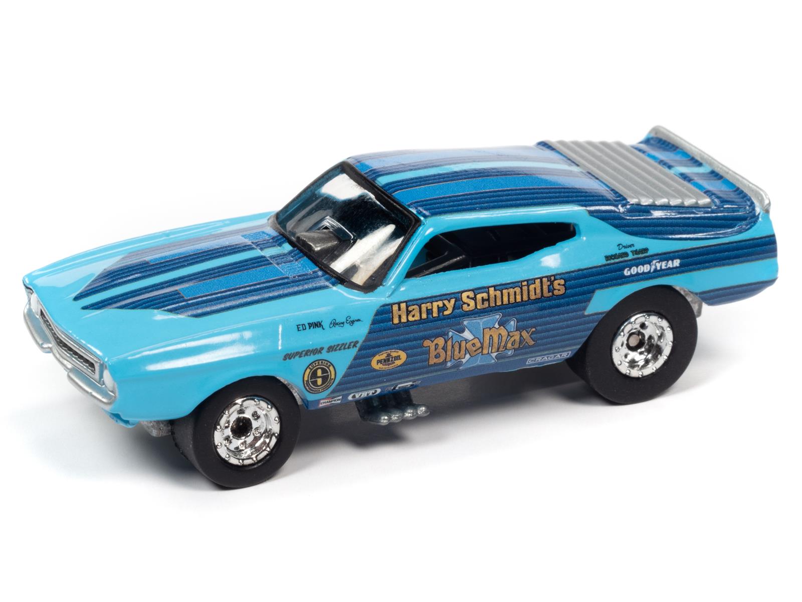 AUTO WORLD RCSP018 164 Scale Raymond Beadle 1973 Ford Mustang Blue Max