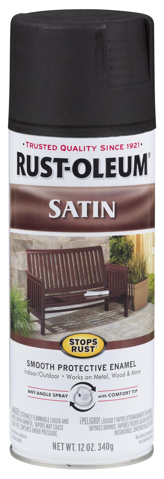 Rust-Oleum - Enamel Spray Paint: Clear, Satin, 12 oz - 46975959