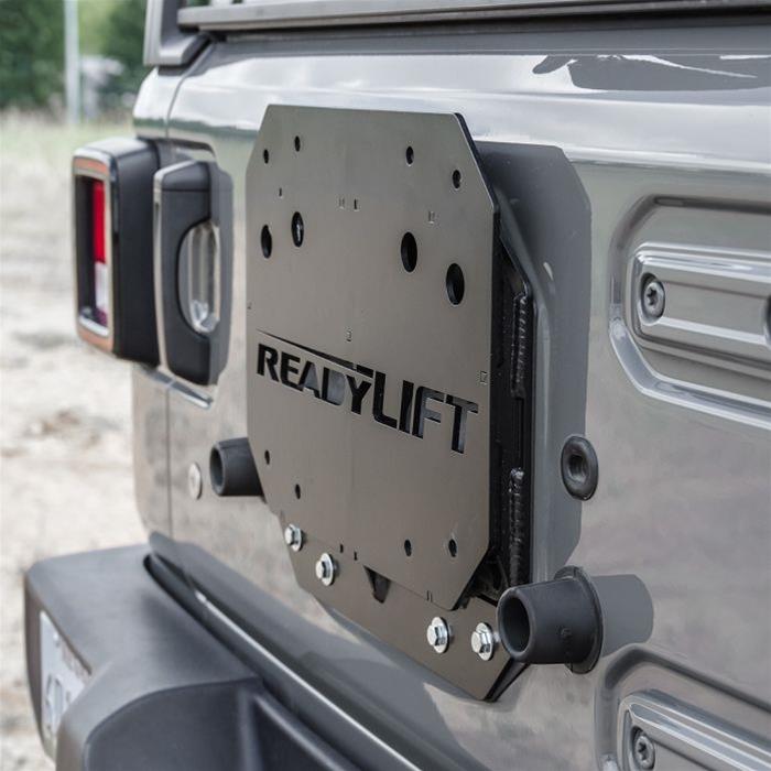 ReadyLift Suspension Spare Tire Relocation Brackets for 2018-2025 WRANGLER - 67-6800 Bracket, Steel, Black Powdercoat, Jeep, Each thumbnail 2