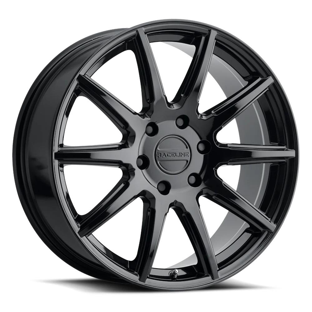 Raceline 159B Spike 18x8in / 5x114.3 BP / 35mm Offset / 72.62mm Bore - Gloss Black Wheel