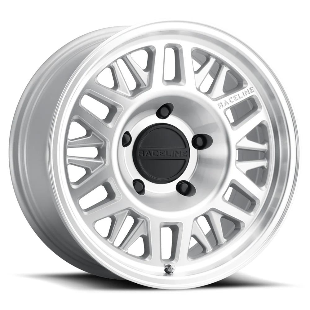 Raceline Wheels 451MC Ryno Machined Trailer 13x4.5 Wheel, 451 Ryno, 13 in. x 4.5 in., 5 x 4.50 in. Bolt Pattern, Cast Aluminum, Machined, Natural, 0.00mm Offset, 81.03mm Center Bore, Each