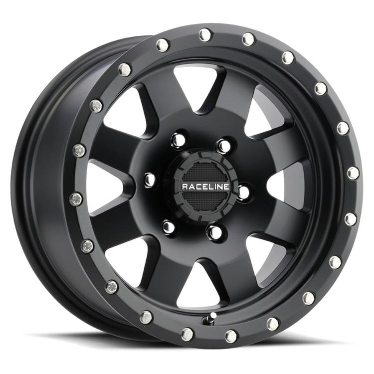 Raceline 935B Defender 18x9in / 8x180 BP / 18mm Offset / 130.81mm Bore - Satin Black Wheel