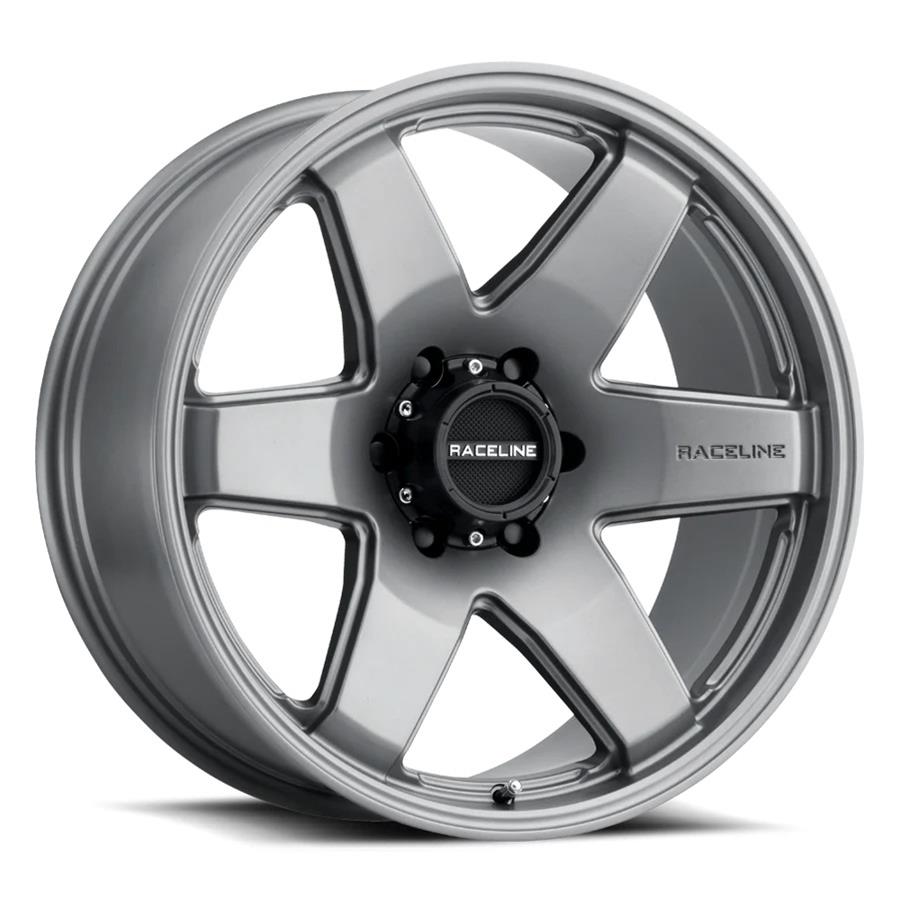 Raceline Wheels 942GS Addict Greystone 18x8 Wheel, Addict, 18 in. x 8 in., Gloss, Gray, 5.88 in. Backspace, 74.6 in. Center Bore, 6 x 132mm, Each