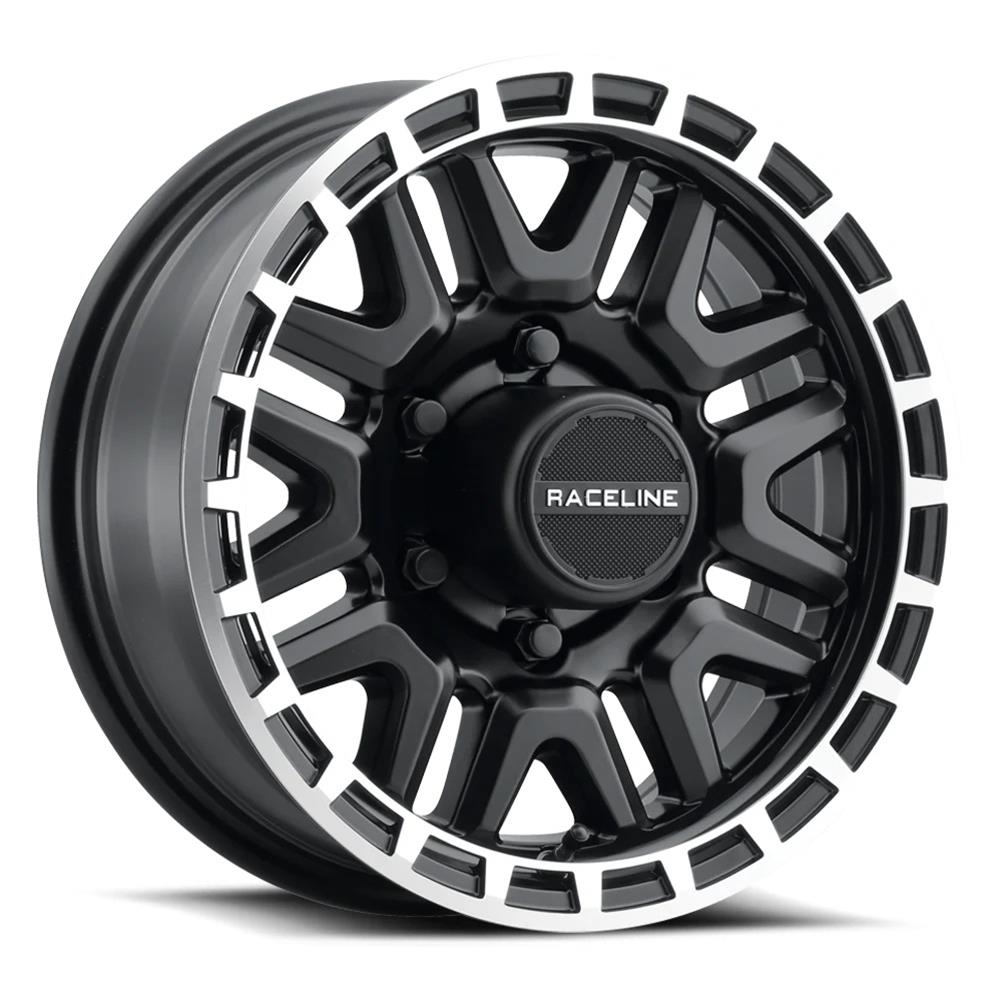 Raceline 953BM Krank 16x6in / 6x139.7 BP / 0mm Offset / 4.25mm Bore - Black & Machined Wheel