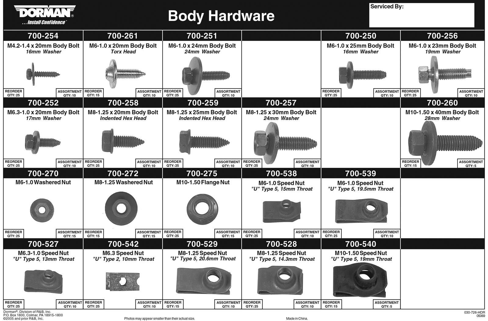 Dorman 030726 Dorman Body Retainer Tech Trays Summit Racing