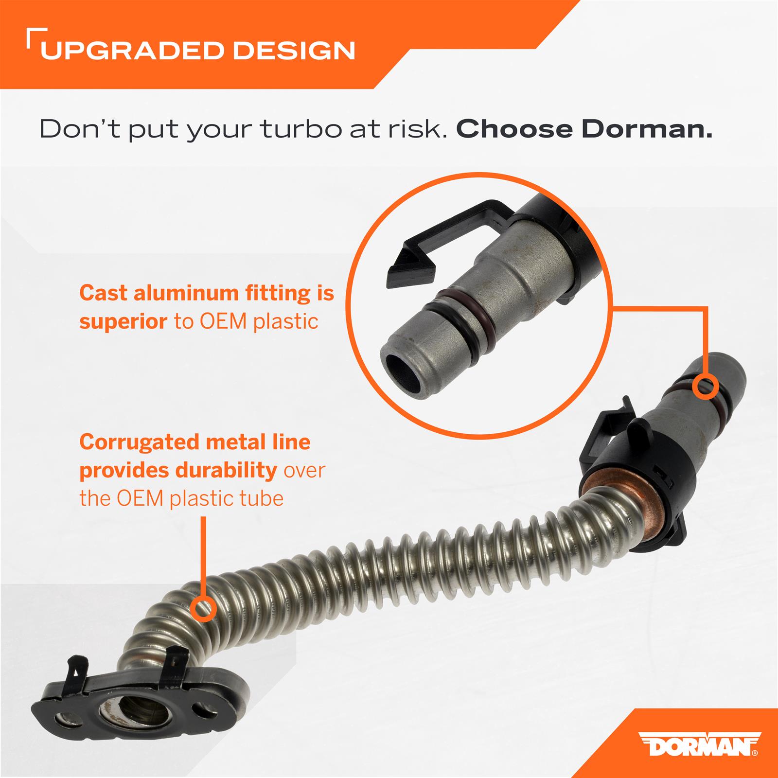 Dorman 667-550 Turbocharger Oil Line For Specific Ford Models Silver