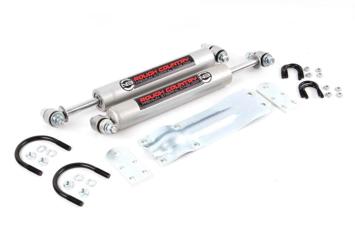 Rough Country N3 Steering Stabilizer For Jeep JK Wrangler 2007-2018 – Front, 3-Yr Warranty