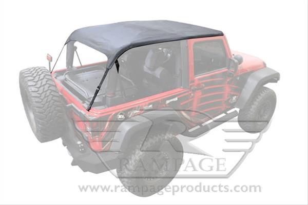 Rampage Trail Top Frameless Soft Tops for 2007-2017 WRANGLER, 2018 WRANGLER JK - 109935 Top, Frameless, Top, Vinyl, Black Diamond, Tinted Windows, 2-door, Jeep, Each thumbnail 7