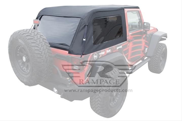 Rampage Trail Top Frameless Soft Tops for 2007-2017 WRANGLER, 2018 WRANGLER JK - 109935 Top, Frameless, Top, Vinyl, Black Diamond, Tinted Windows, 2-door, Jeep, Each thumbnail 4