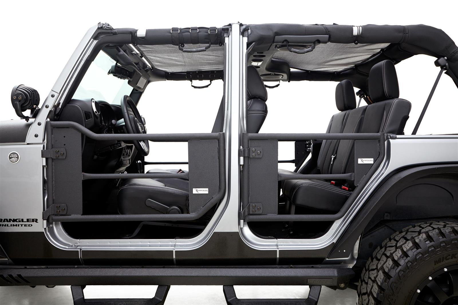 Rampage 2007-2018 Jeep Wrangler(JK) 2-Door Tube Doors With Netting - Black
