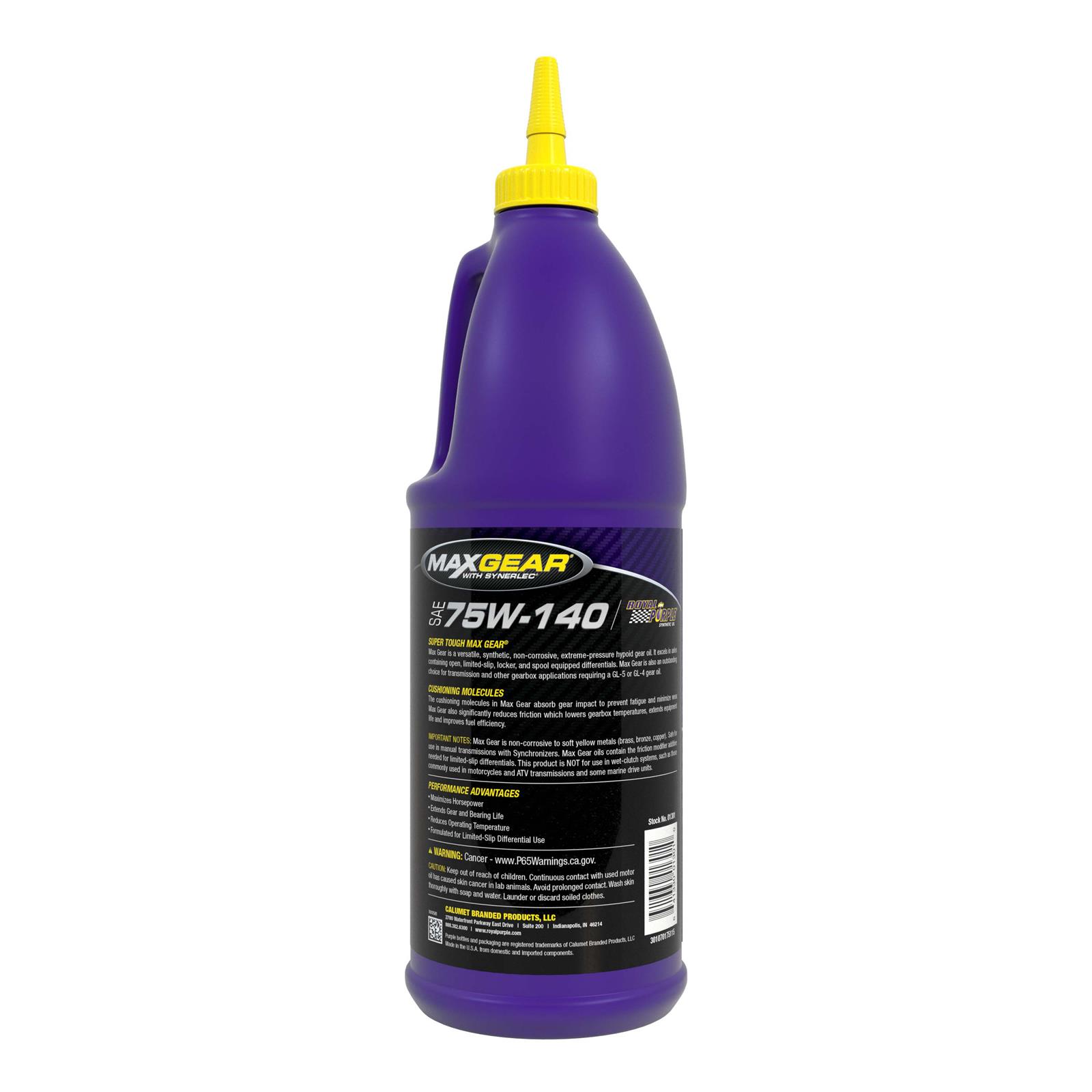 75W140 Royal Purple Max-Gear Synthetic Gear Oil 01301 Oil, Max-Gear, Synthetic, 75W140, Quart, Each