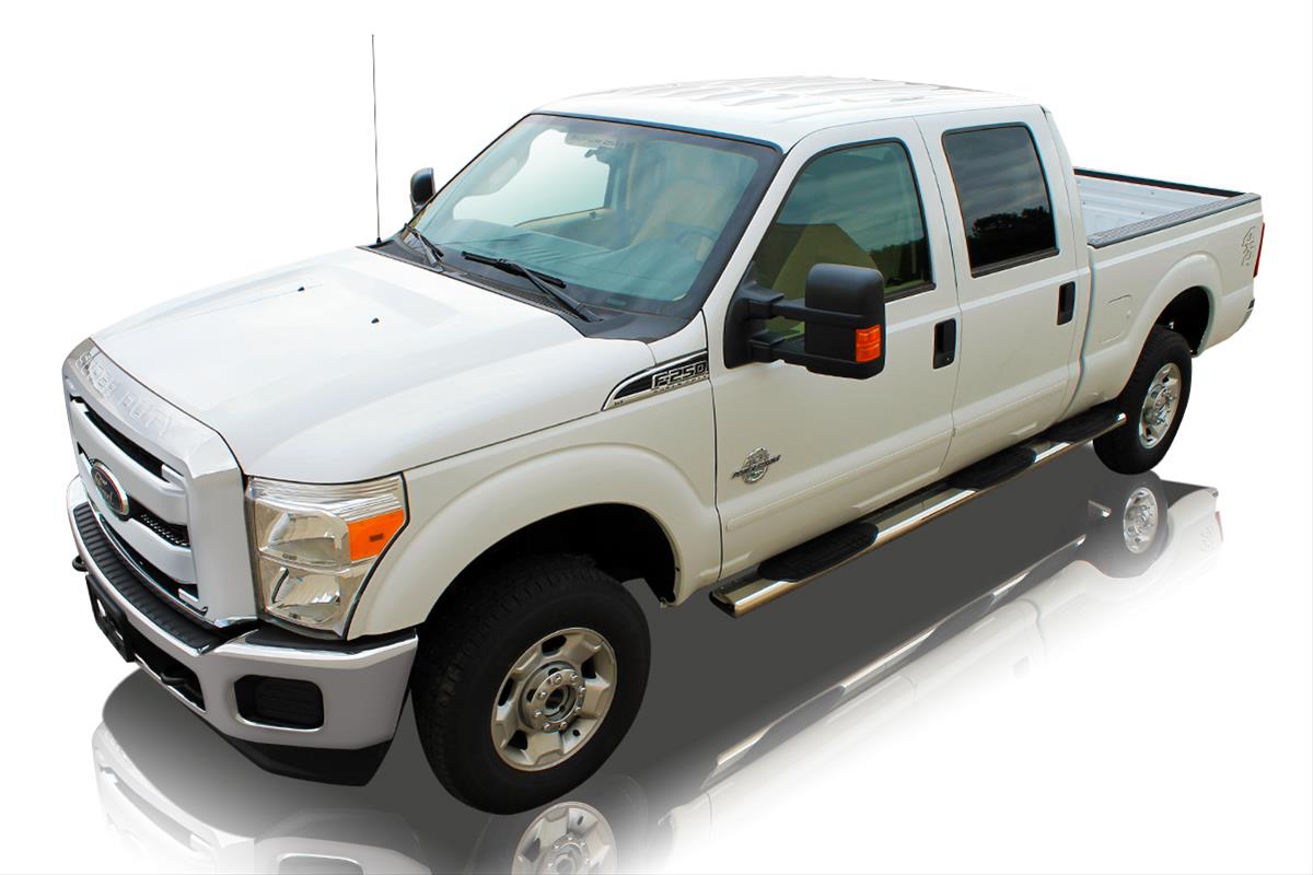 Raptor Series 6 in. Wheel-to-Wheel Oval Tube Side Step Bars for 1999-2016 F-250 SUPER DUTY, 2000-2016 F-350 DUTY - 1403-0053 Nerf 6" Oval, Pol. SS, 99-17 F-250/F350 S Duty C-Cab 6.5' Bed; 00-17 S Duty
