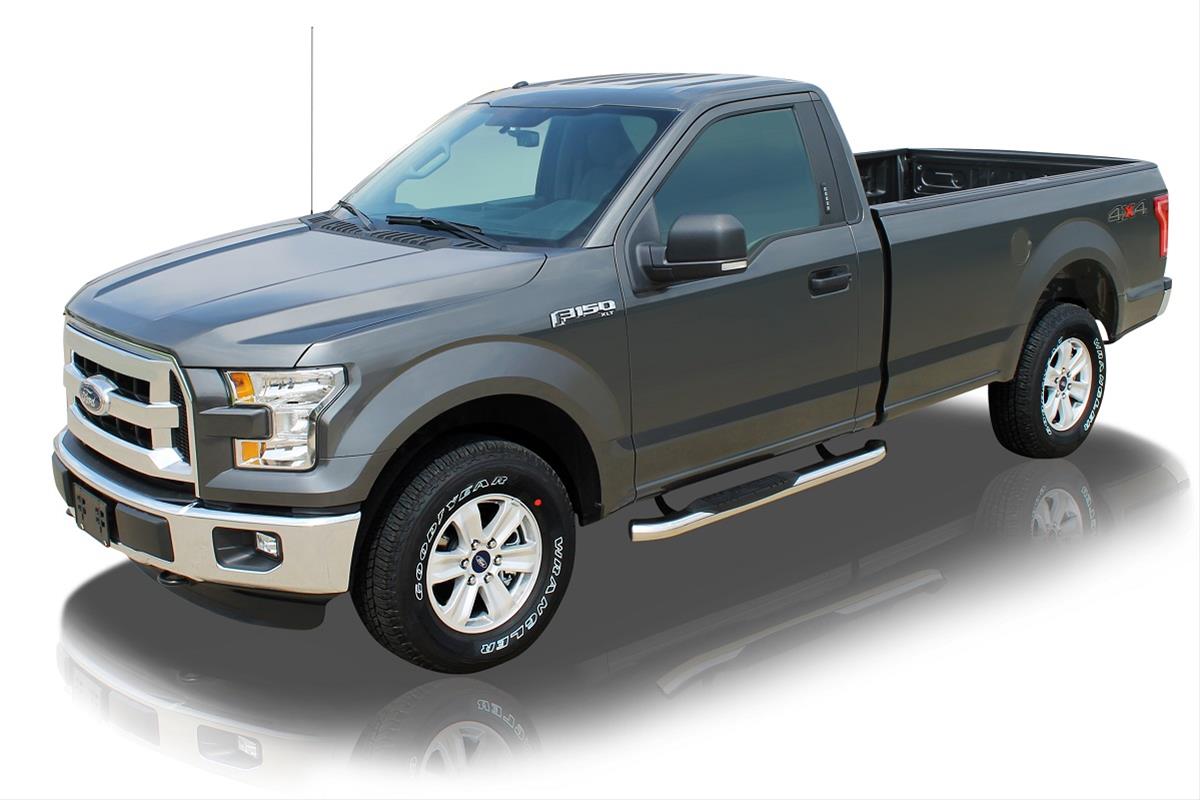 Raptor Series 4 in. Cab Length OE-Style Curved Oval Tube Side Step Bars for 2017-2024 F-350 SUPER DUTY, F-250 2015-2024 F-150 - 1503-0651 Bars, Standard Length, OE Style, Tube, Stainless Steel, Polished, Ford, Pair thumbnail 2