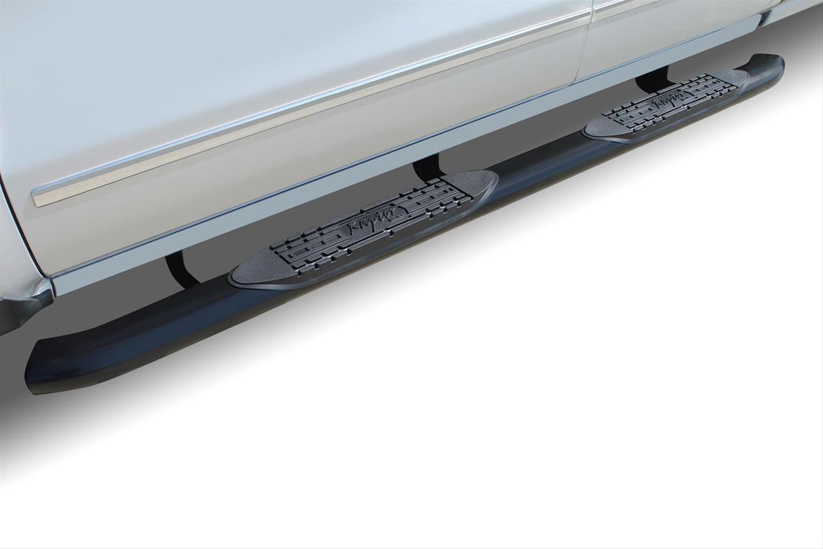 Raptor Series 5 in. Cab Length OE-Style Curved Oval Tube Side Step Bars 1601-0087B Nerf Bars, 5" OE Style Oval, Black , 99-17Silverado/Sierra1500/2500/3500 Reg. (w/ DEF Tank)
