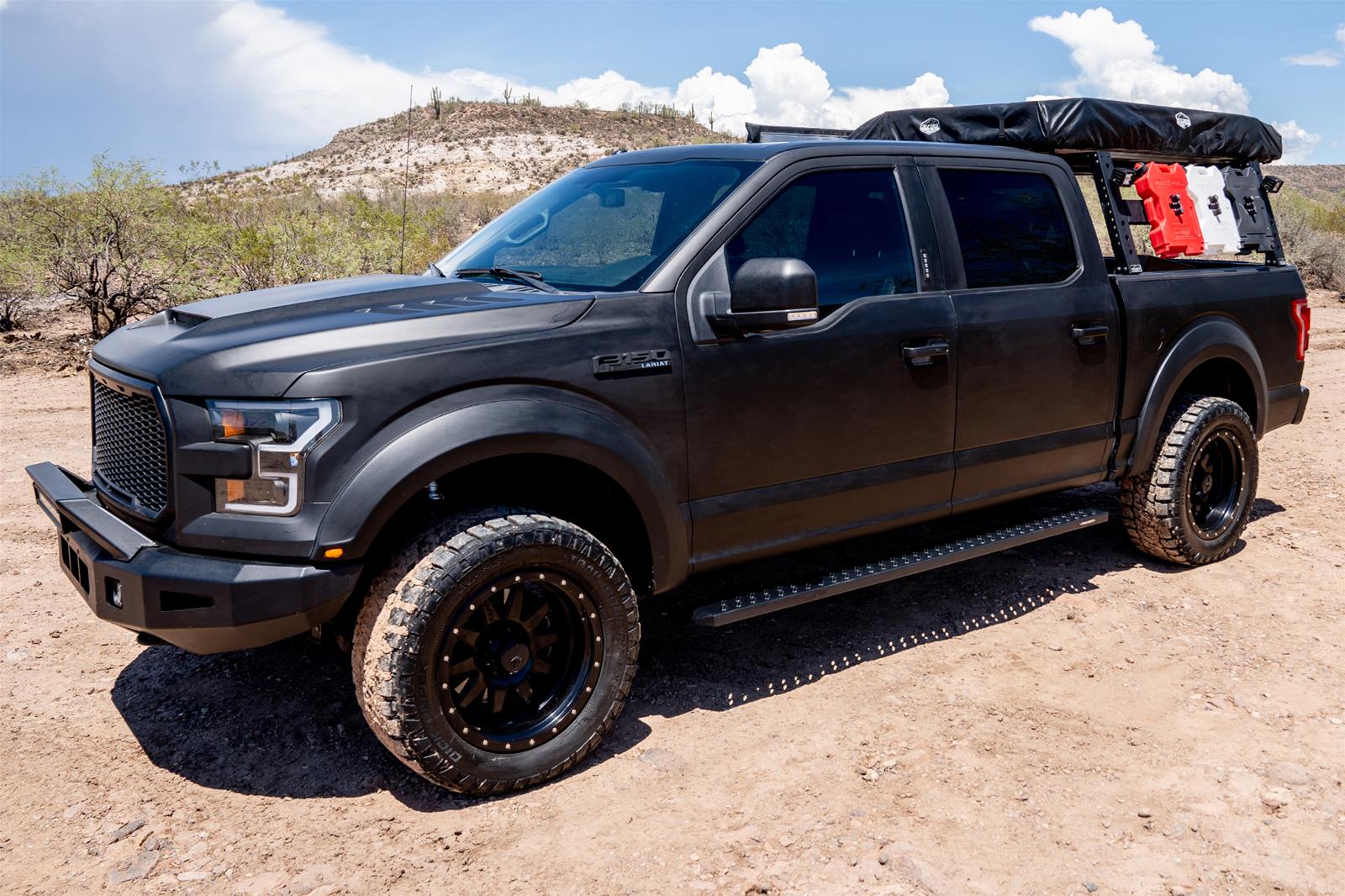 Raptor Series 6.5 in. Sawtooth Slide Track Running Boards for 1999-2016 F-250 SUPER DUTY, F-350 DUTY - 2103-0343BT Boards, Tread Step, Aluminum, Black, Textured, Extended Cab, Ford, Pair thumbnail 2