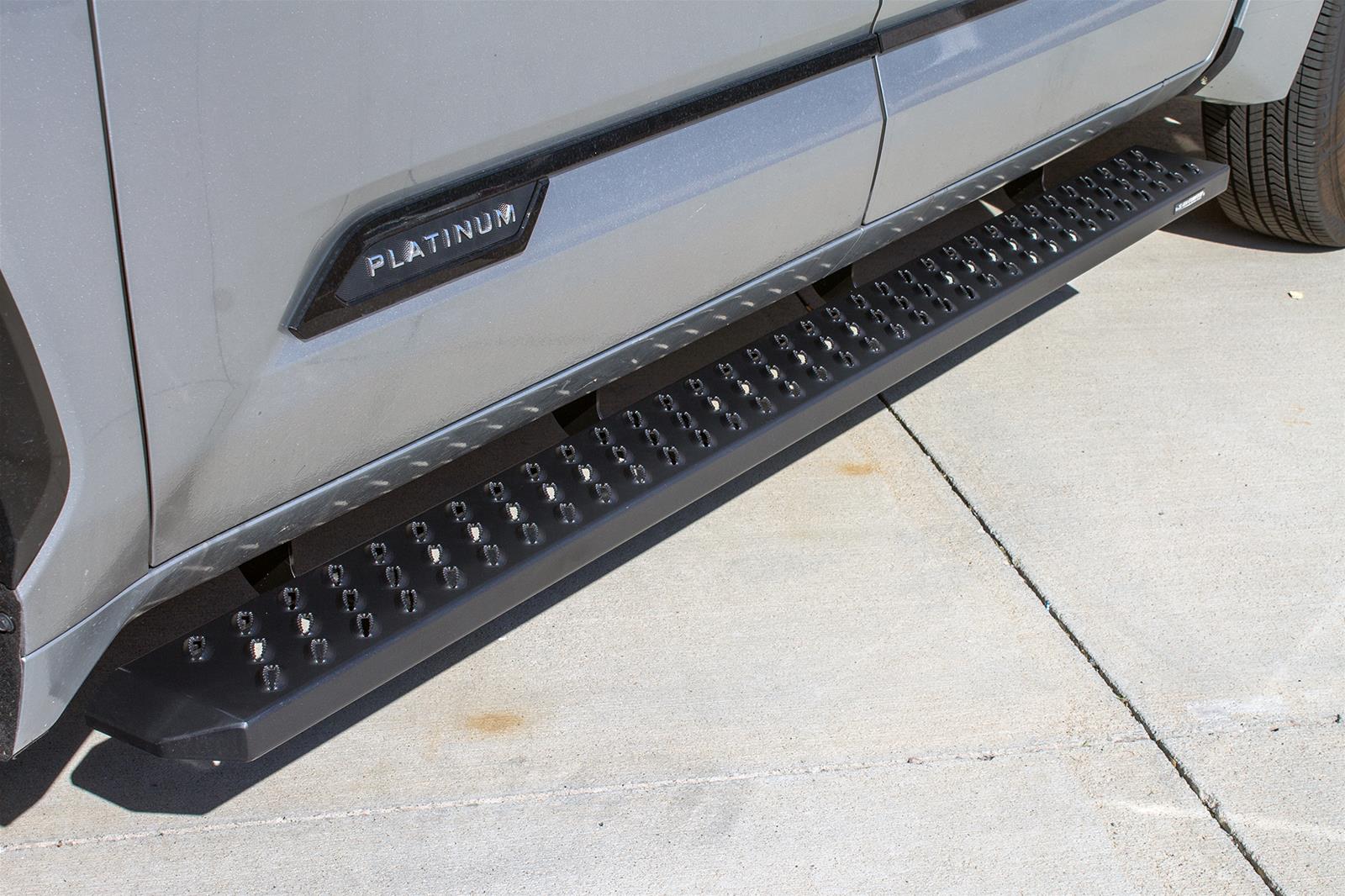 Raptor Series 6.5 in. Sawtooth Slide Track Running Boards for 2022-2025 TUNDRA - 2104-0142BT Boards, Tread Step, Aluminum, Black, Textured, Crew Cab, Toyota, Pair thumbnail 3