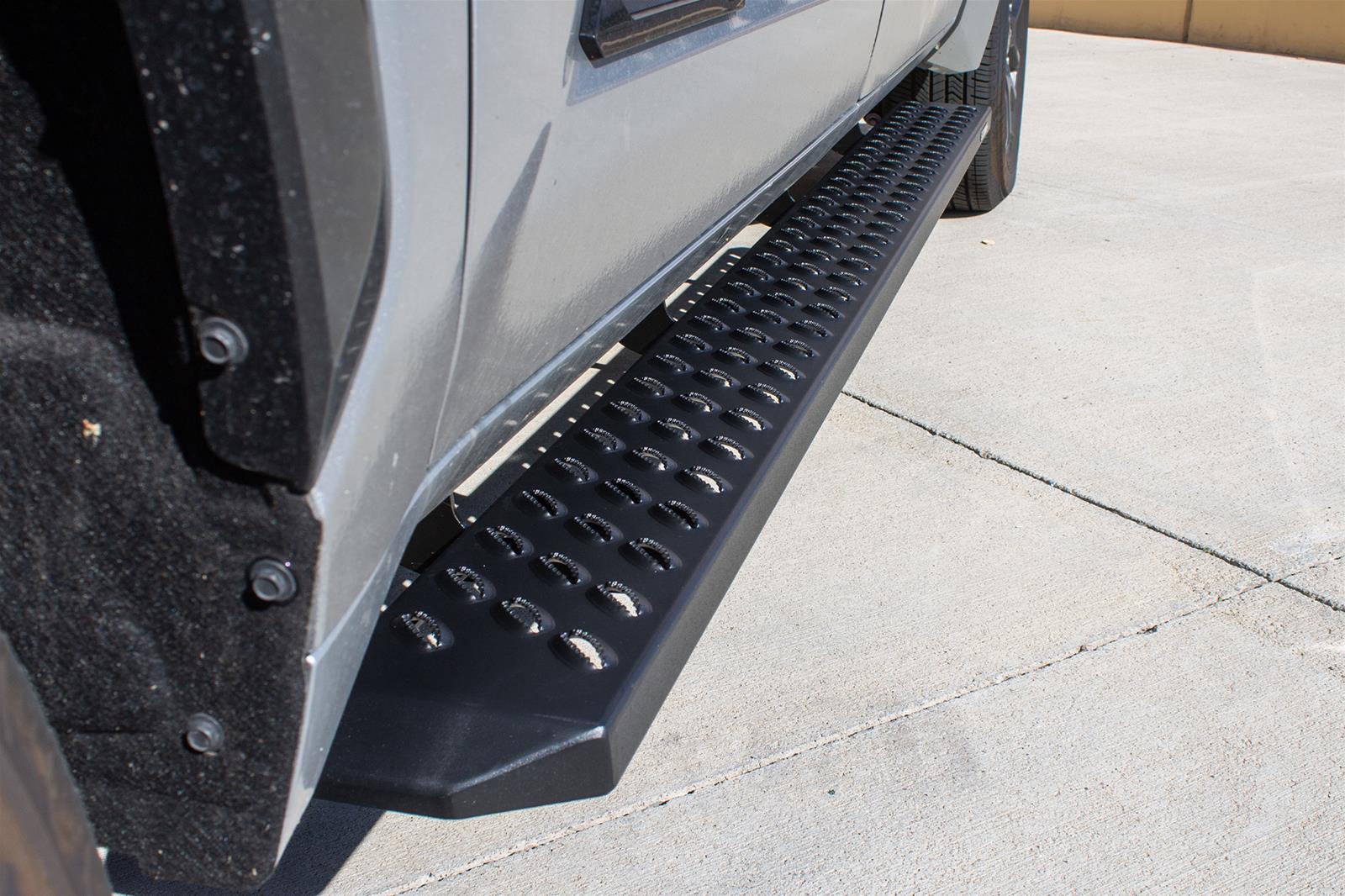 Raptor Series 6.5 in. Sawtooth Slide Track Running Boards for 2022-2025 TUNDRA - 2104-0142BT Boards, Tread Step, Aluminum, Black, Textured, Crew Cab, Toyota, Pair thumbnail 4