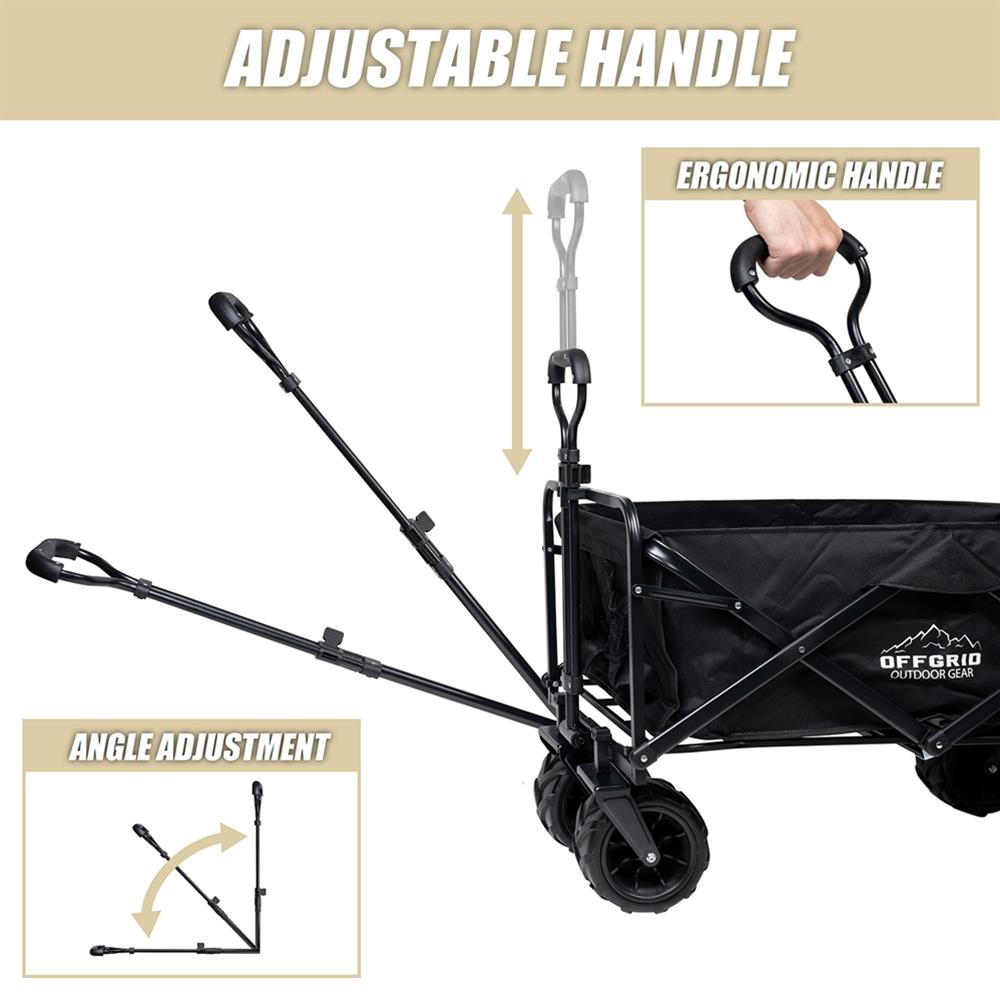 Raptor Series OFFGRID Heavy-Duty Collapsible Outdoor Wagon Carts FC-100-BLK Cart Black - Heavy Duty Cart thumbnail 4