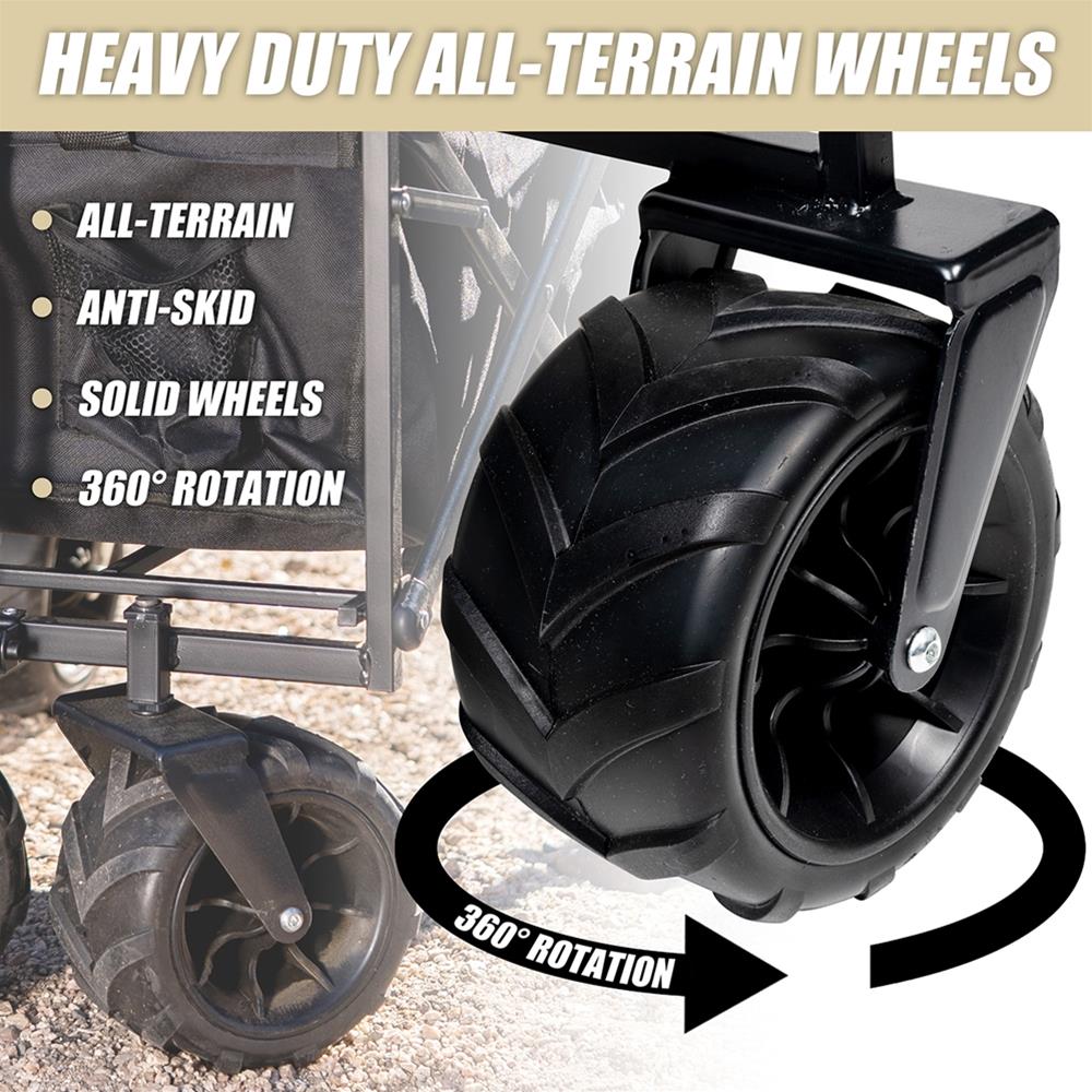 Raptor Series OFFGRID Heavy-Duty Collapsible Outdoor Wagon Carts FC-100-BLK Cart Black - Heavy Duty Cart thumbnail 2