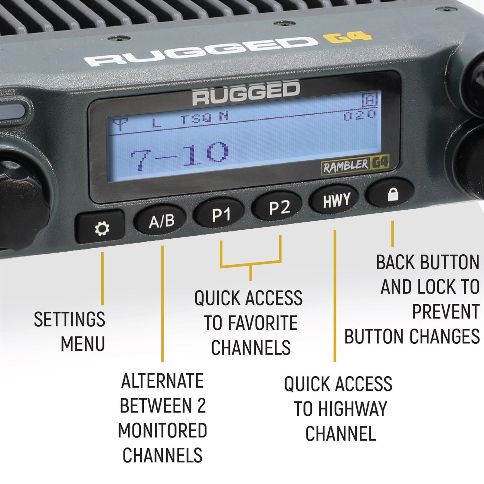 Rugged Radios Two Way RK-G4-SPK Radio Kit Plus - Rambler G4 High Power GMRS Mobile Radio Kit with External Speaker thumbnail 3