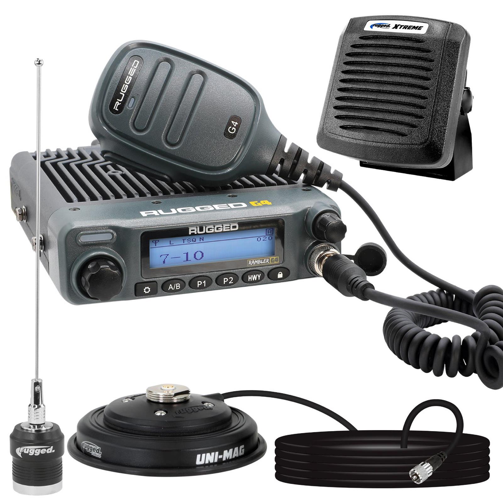 Rugged Radios Two Way RK-G4-SPK Radio Kit Plus - Rambler G4 High Power GMRS Mobile Radio Kit with External Speaker