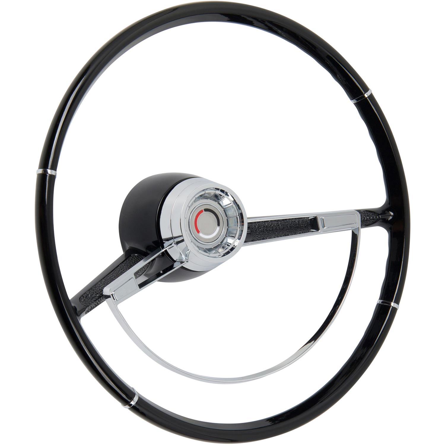 New World Motoring 14" 4-Spoke Chrome Steering Wheel – Grey Grip, 6-Bolt, Horn Button
