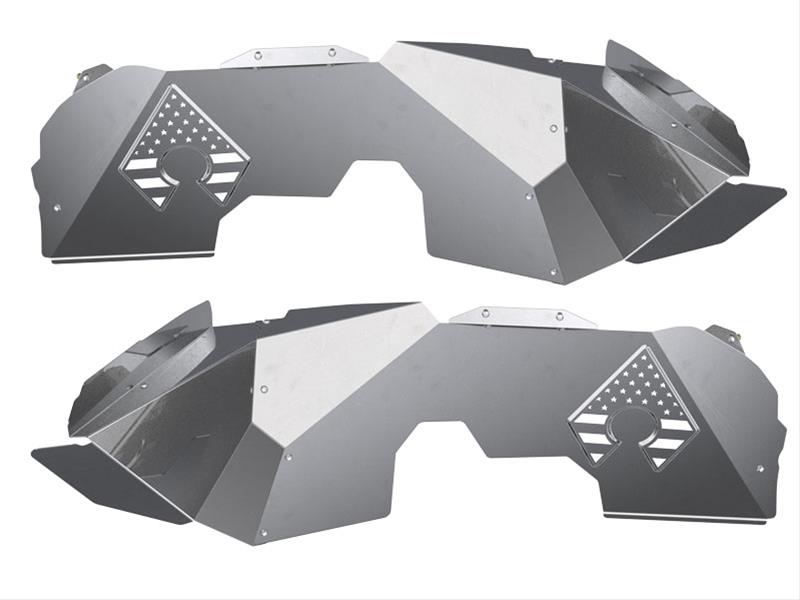 Artec Industries JL Front Inner Fenders JL5110 Wheel Housings, Fenders, Left/Right, Aluminum, Vented Design with Stars and Stripes Logo and Cutouts for Coil Spring, Jeep, Pair thumbnail 5