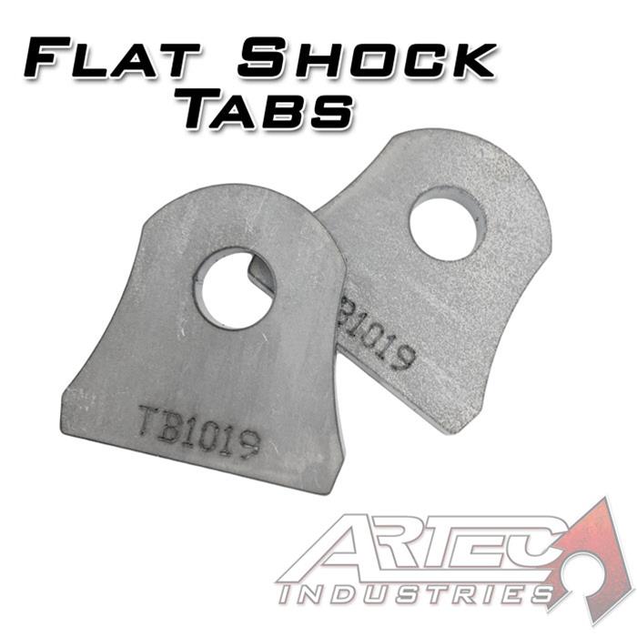 Artec Industries Shock Mount Tabs TB1019 Mounts, Tabs, Rear Lower, Flat Design, Steel, Natural, 0.500 in. Hole, 1.125 in. Length, Pair