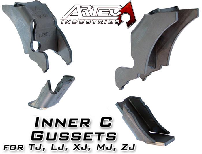 Artec Industries Inner C Gussets TJ3010 Chassis Tab, Axle Bracket, Steel, Natural, Kit thumbnail 3