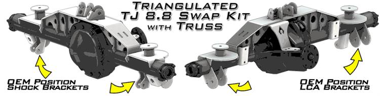 Artec Industries Triangulated 8.8 in. Axle Trusses TR8814 TJ Swap Kit with Truss - 2.63" / OEM Swap in an axle and eliminate the tracbar thumbnail 2