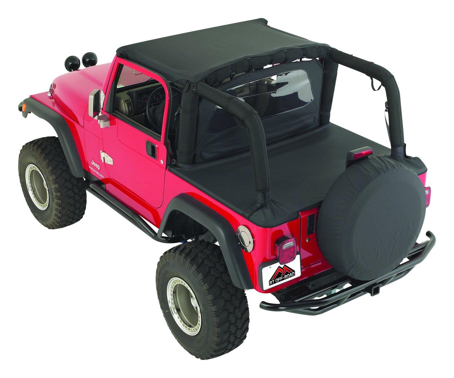 RT Off-Road Cover All Kits for 1992-1995 WRANGLER - CA10215 Soft Top, All, Fabric, Black Denim, Clear Window, Beach Topper, Windbreaker, Tonneau Cover, Jeep, Kit
