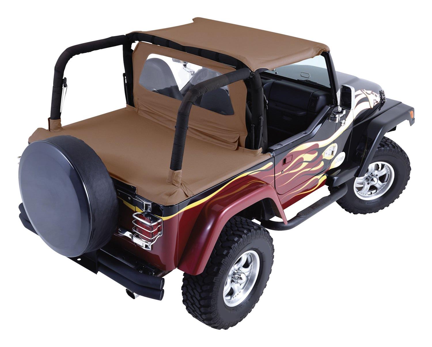RT Off-Road Cover All Kits for 1997-2006 WRANGLER - CA10337 Soft Top, All, Fabric, Spice, Clear Window, Beach Topper, Windbreaker, Tonneau Cover, Jeep, Kit
