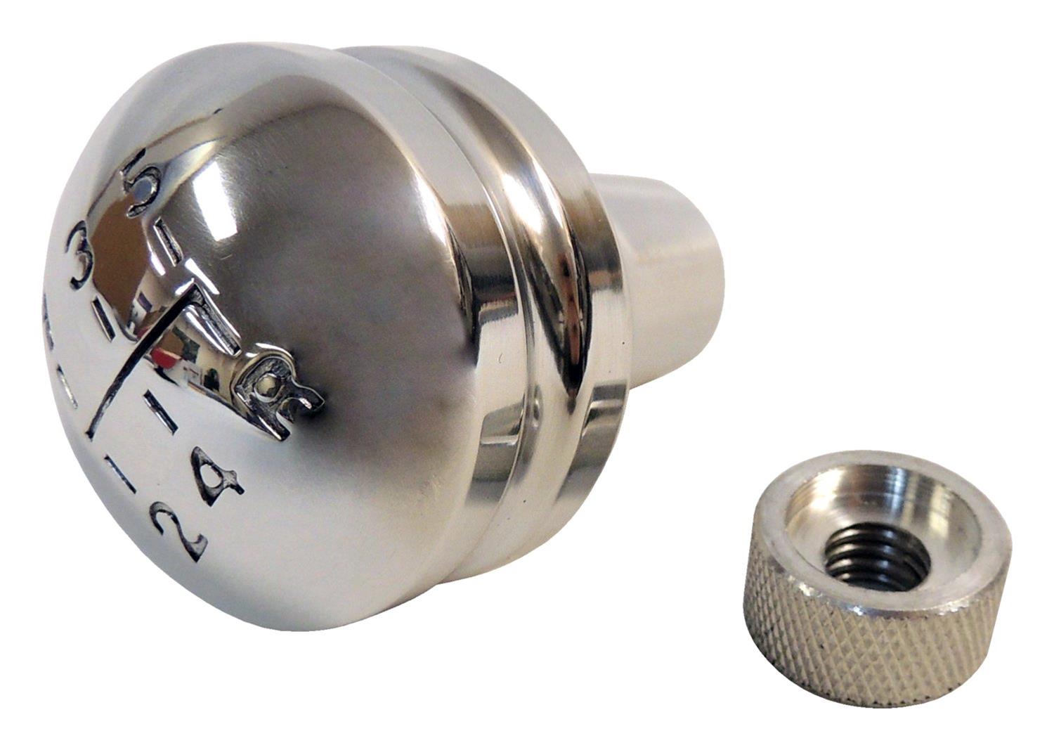 RT Off-Road Transmission Shift Knobs RT24008 Knob, Polished Mushroom Style, Aluminum, Manual 5-speed Logo, Thread On 3/8-16 in., Each