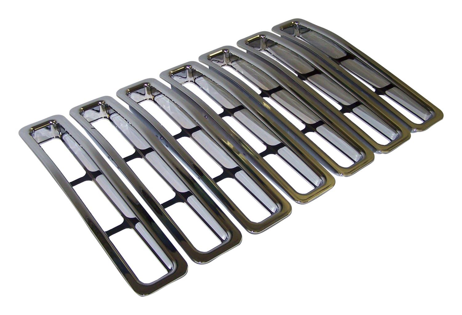RT Off-Road Grille Inserts for 1997-2006 WRANGLER - RT26042 Inserts, Main Position, Overlay Style, Plastic, Chrome, Jeep, Set of 7
