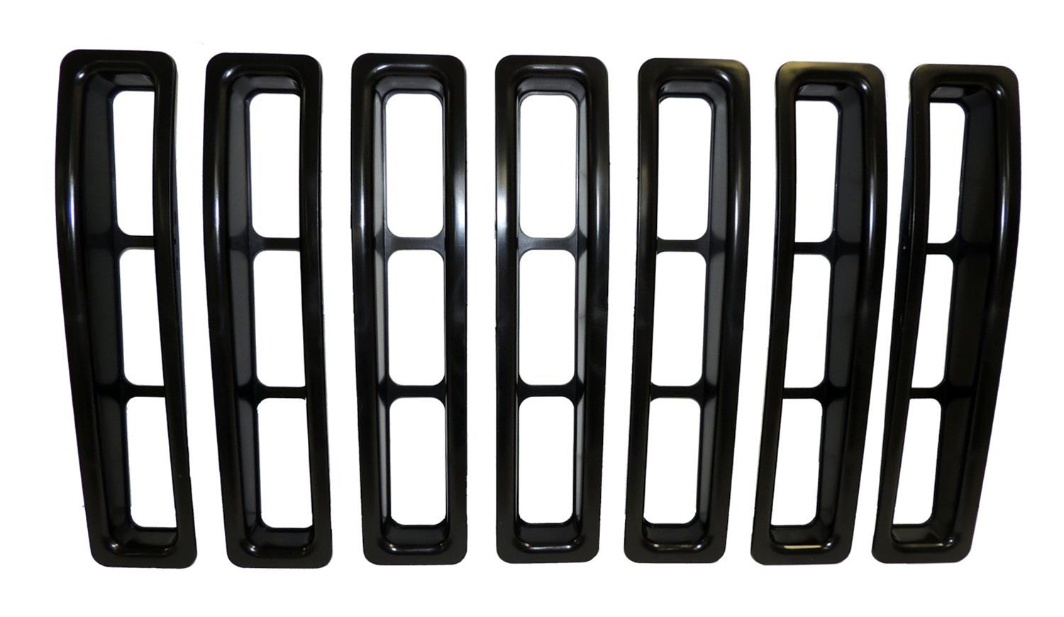 RT Off-Road Grille Inserts RT26043 Inserts, Main Position, Overlay Style, Plastic, Black, Jeep, Set of 7