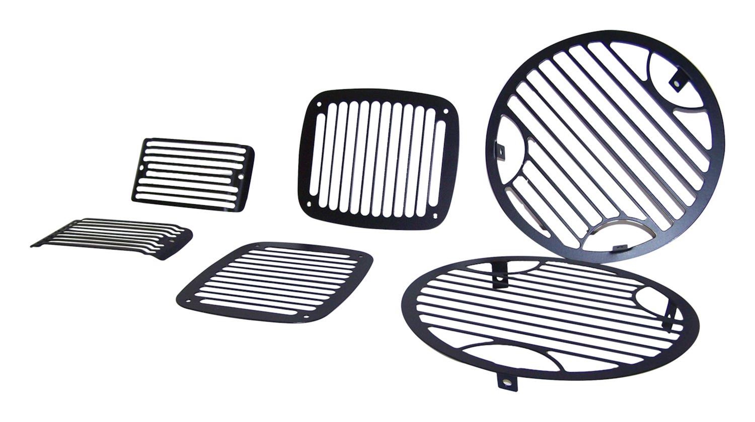RT Off-Road Stone Guard Sets for 1997-1999 WRANGLER - RT26048 Light Guards, Billet Style, Aluminum, Black, Jeep, Set of 6